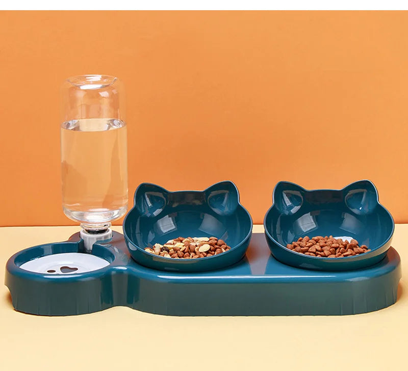 3-in-1 Cat Feeder β Automatic Water Dispenser & Double Bowl Pet Food Container