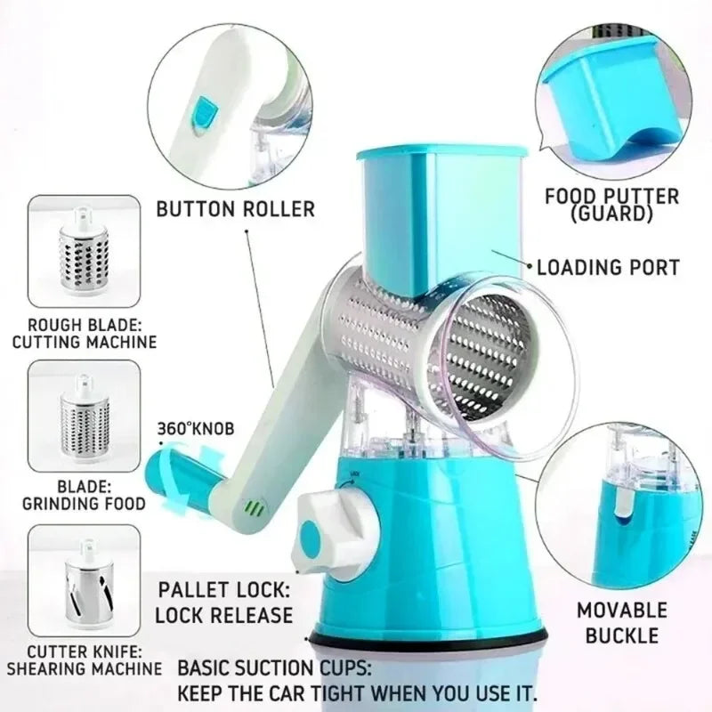 Manual Rotary Vegetable Slicer β Round Mandoline Kitchen Grater & Cutter