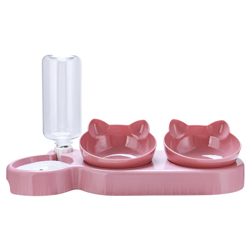 3-in-1 Cat Feeder β Automatic Water Dispenser & Double Bowl Pet Food Container