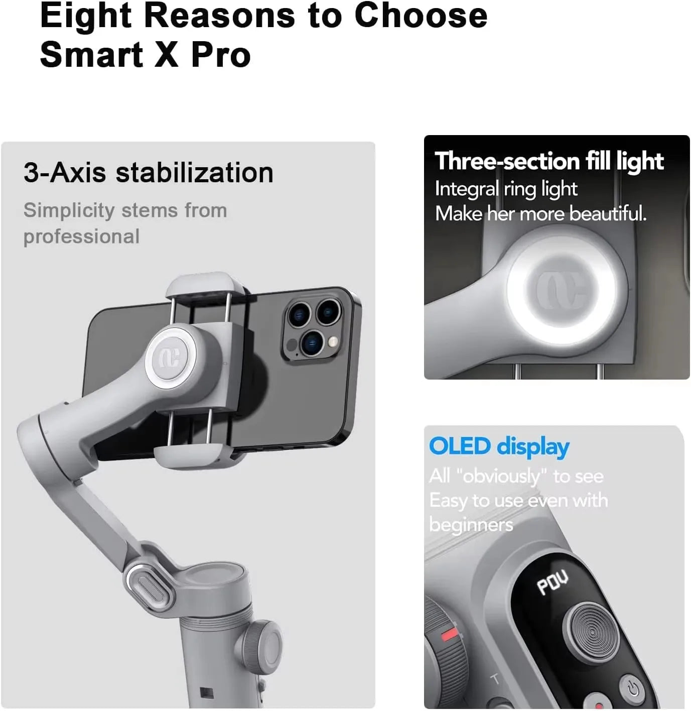 Handheld Gimbal Stabilizer Smart X Pro โ Professional Stabilization for Your Smartphone