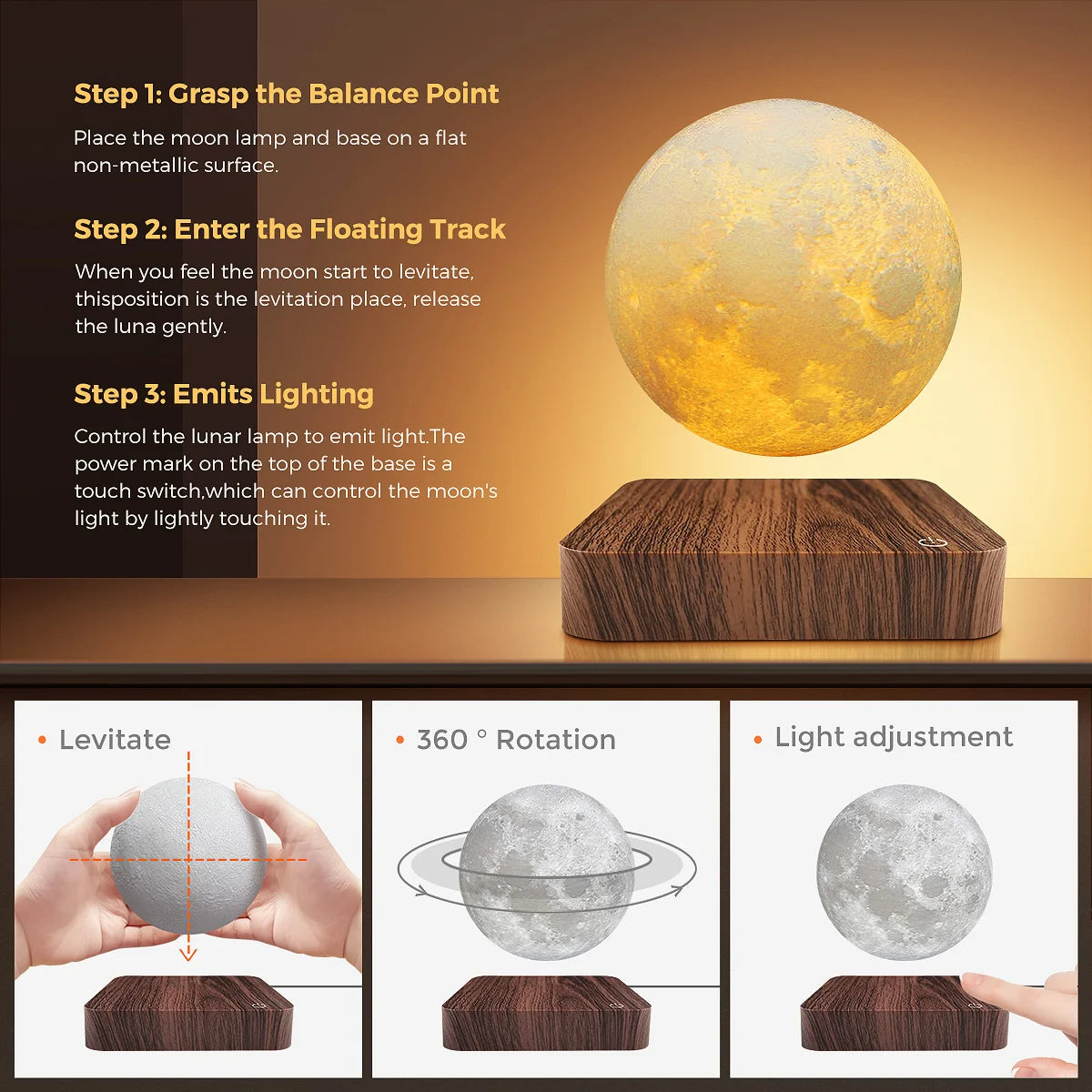 Magnetic Floating Rotating Moon Lamp β A Touch of Magic for Your Space