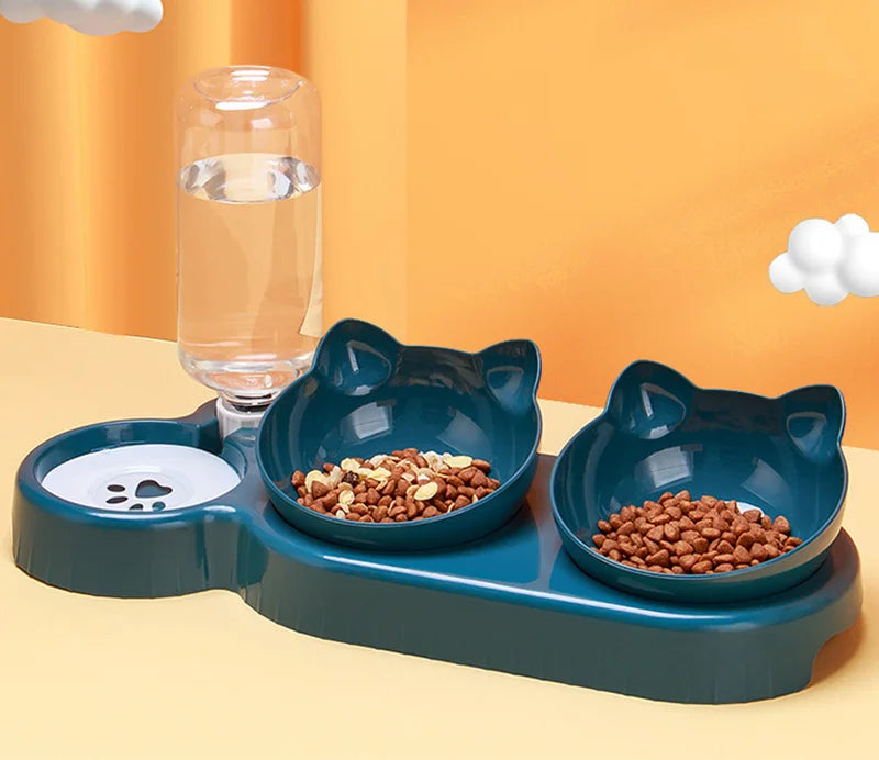 3-in-1 Cat Feeder β Automatic Water Dispenser & Double Bowl Pet Food Container