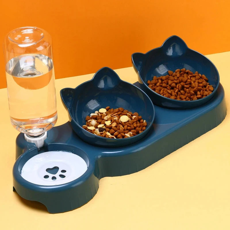 3-in-1 Cat Feeder β Automatic Water Dispenser & Double Bowl Pet Food Container
